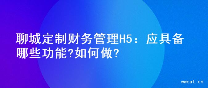 聊城定制财务管理H5：应具备哪些功能?如何做?