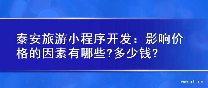 泰安旅游小程序开发：影响价格的因素有哪些?多少钱?