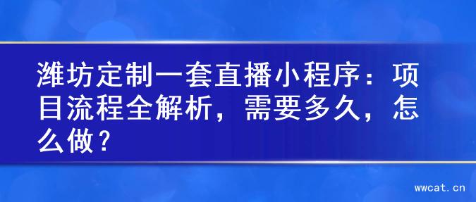 潍坊定制一套直播小程序：项目流程全解析，需要多久，怎么做？