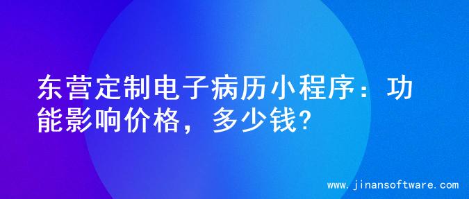 东营定制电子病历小程序：功能影响价格，多少钱?