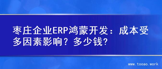 枣庄企业ERP鸿蒙开发：成本受多因素影响？多少钱?