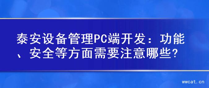 泰安设备管理PC端开发：功能、安全等方面需要注意哪些?