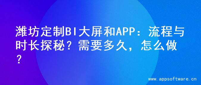 潍坊定制BI大屏和APP：流程与时长探秘？需要多久，怎么做？
