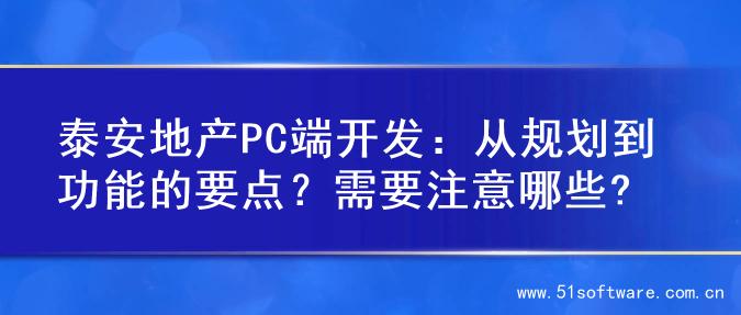 泰安地产PC端开发：从规划到功能的要点？需要注意哪些?