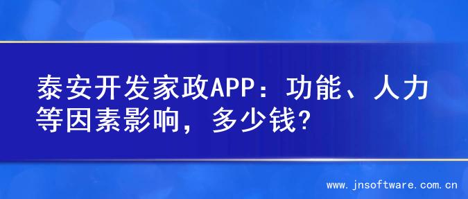 泰安开发家政APP：功能、人力等因素影响，多少钱?