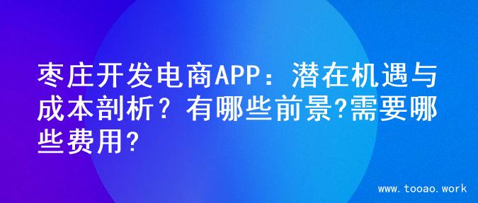 枣庄开发电商APP：潜在机遇与成本剖析？有哪些前景?需要哪些费用?