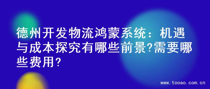 德州开发物流鸿蒙系统：机遇与成本探究有哪些前景?需要哪些费用?