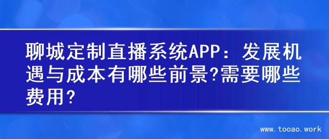 聊城定制直播系统APP：发展机遇与成本有哪些前景?需要哪些费用?