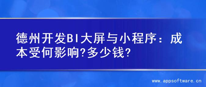 德州开发BI大屏与小程序：成本受何影响?多少钱?