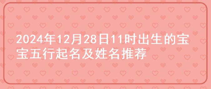 2024年12月28日11时出生的宝宝五行起名及姓名推荐