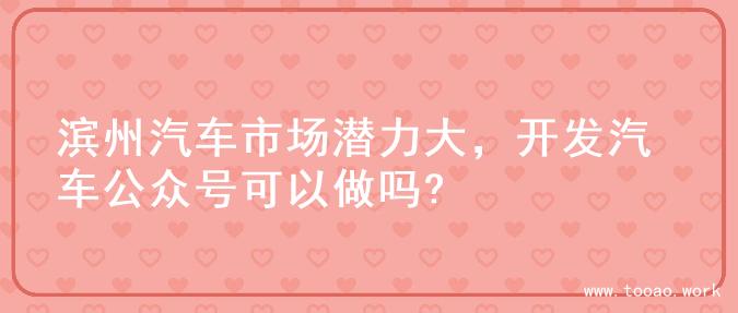 滨州汽车市场潜力大，开发汽车公众号可以做吗?