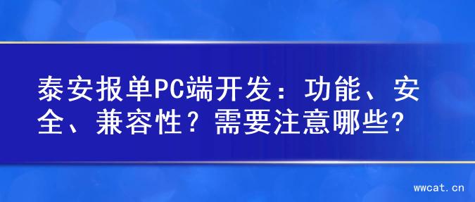 泰安报单PC端开发：功能、安全、兼容性？需要注意哪些?