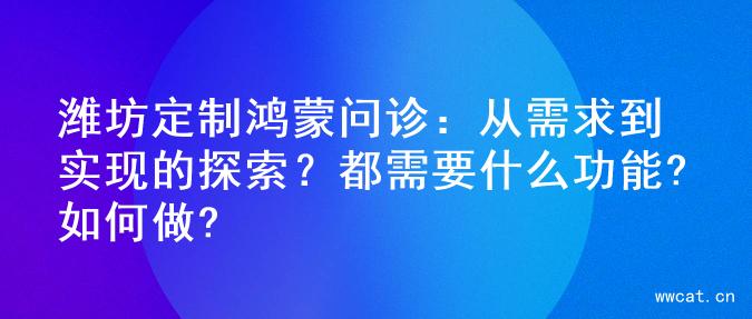 潍坊定制鸿蒙问诊：从需求到实现的探索？都需要什么功能?如何做?