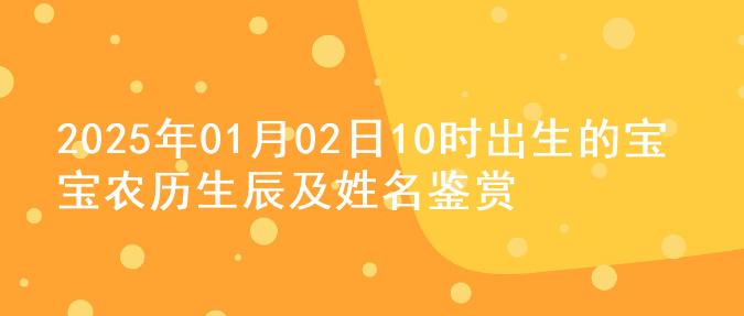 2025年01月02日10时出生的宝宝农历生辰及姓名鉴赏