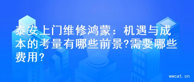 泰安上门维修鸿蒙：机遇与成本的考量有哪些前景?需要哪些费用?