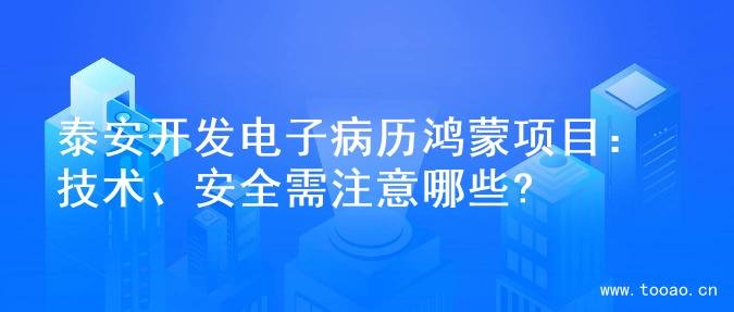 泰安开发电子病历鸿蒙项目：技术、安全需注意哪些?