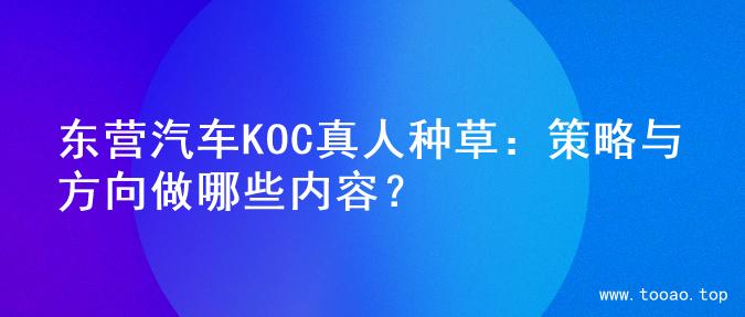 东营汽车KOC真人种草：策略与方向做哪些内容？
