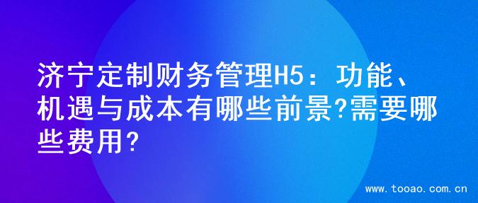 济宁定制财务管理H5：功能、机遇与成本有哪些前景?需要哪些费用?