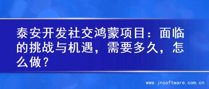 泰安开发社交鸿蒙项目：面临的挑战与机遇，需要多久，怎么做？