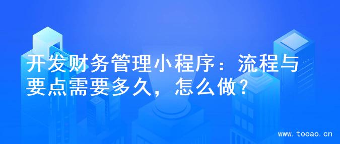 开发财务管理小程序：流程与要点需要多久，怎么做？
