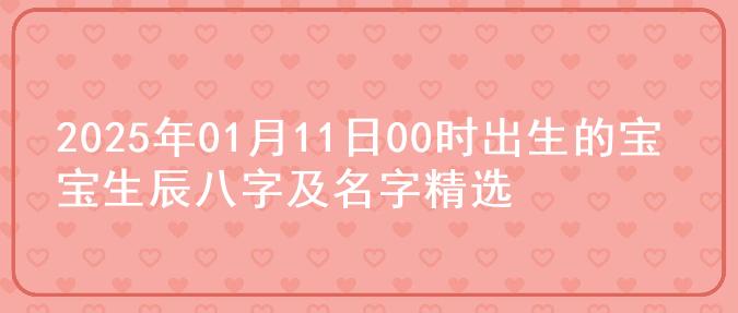 2025年01月11日00时出生的宝宝生辰八字及名字精选