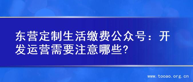东营定制生活缴费公众号：开发运营需要注意哪些?