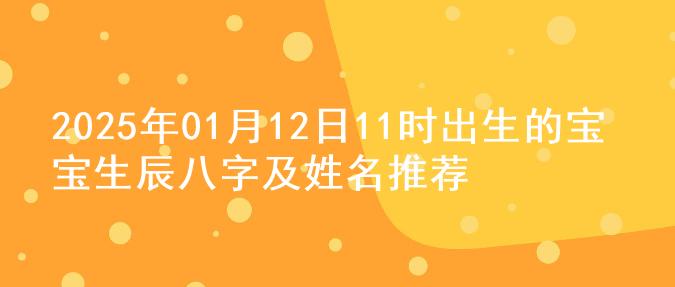 2025年01月12日11时出生的宝宝生辰八字及姓名推荐