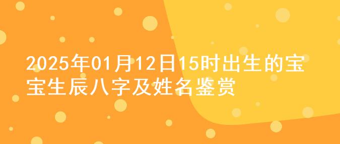 2025年01月12日15时出生的宝宝生辰八字及姓名鉴赏