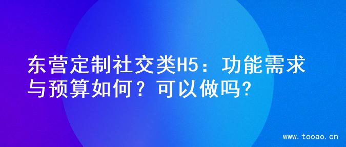 东营定制社交类H5：功能需求与预算如何？可以做吗?