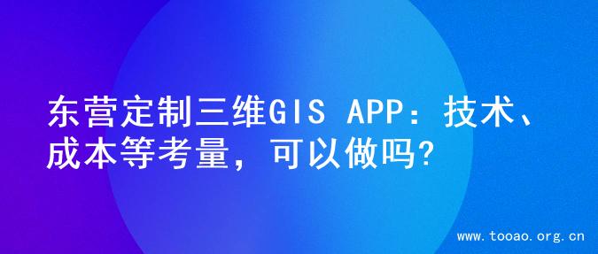 东营定制三维GIS APP：技术、成本等考量，可以做吗?