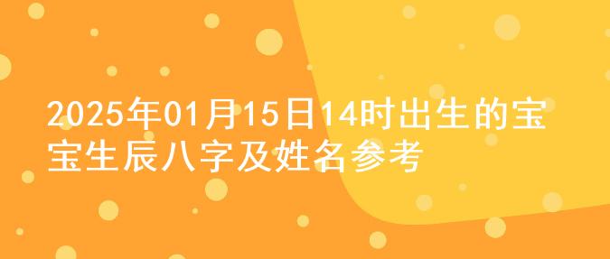 2025年01月15日14时出生的宝宝生辰八字及姓名参考