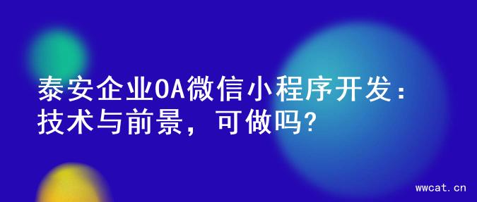 泰安企业OA微信小程序开发：技术与前景，可做吗?