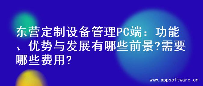 东营定制设备管理PC端：功能、优势与发展有哪些前景?需要哪些费用?