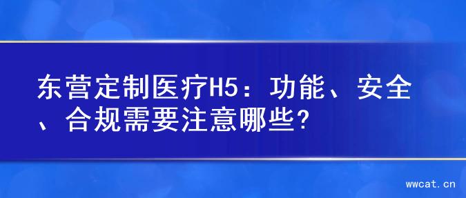 东营定制医疗H5：功能、安全、合规需要注意哪些?