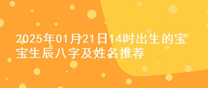 2025年01月21日14时出生的宝宝生辰八字及姓名推荐