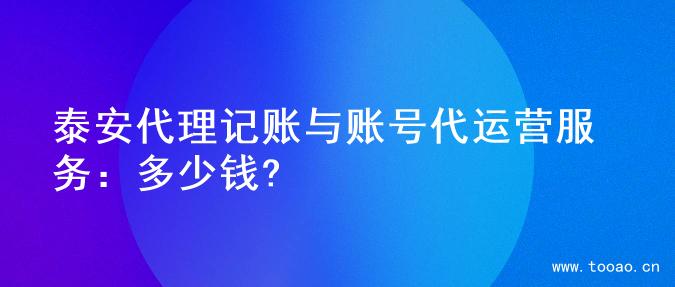 泰安代理记账与账号代运营服务：多少钱?