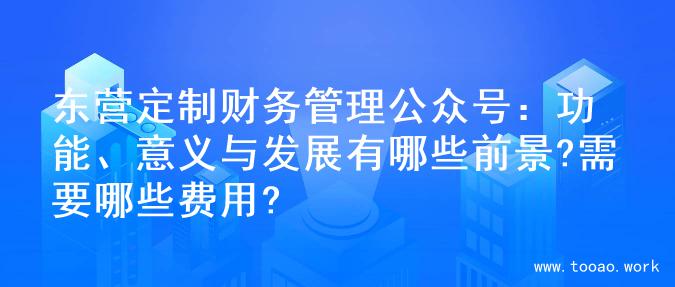 东营定制财务管理公众号：功能、意义与发展有哪些前景?需要哪些费用?