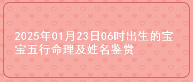 2025年01月23日06时出生的宝宝五行命理及姓名鉴赏