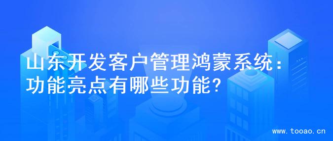 山东开发客户管理鸿蒙系统：功能亮点有哪些功能?