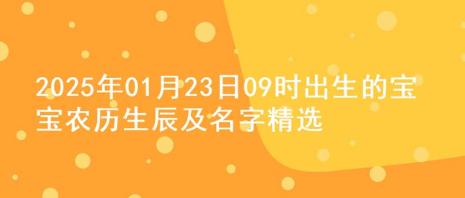 2025年01月23日09时出生的宝宝农历生辰及名字精选