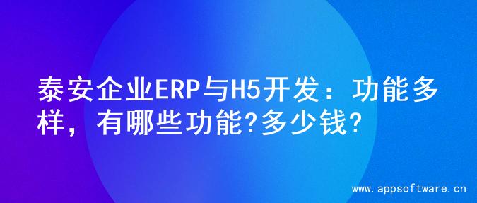 泰安企业ERP与H5开发：功能多样，有哪些功能?多少钱?