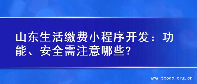 山东生活缴费小程序开发：功能、安全需注意哪些?