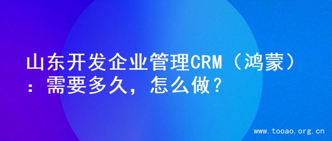 山东开发企业管理CRM（鸿蒙）：需要多久，怎么做？