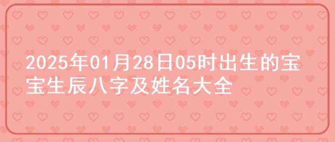 2025年01月28日05时出生的宝宝生辰八字及姓名大全