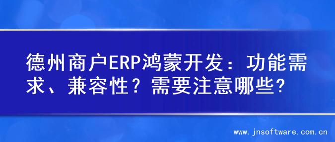 德州商户ERP鸿蒙开发：功能需求、兼容性？需要注意哪些?