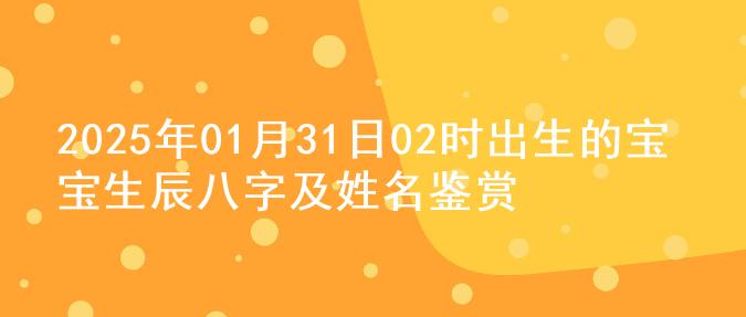 2025年01月31日02时出生的宝宝生辰八字及姓名鉴赏