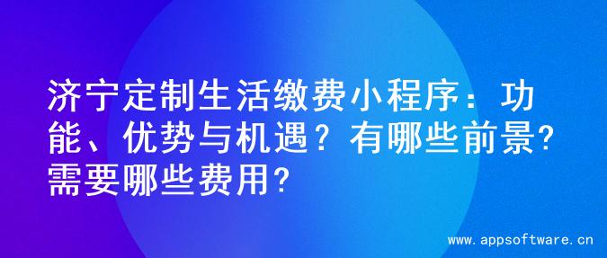 济宁定制生活缴费小程序：功能、优势与机遇？有哪些前景?需要哪些费用?