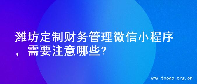 潍坊定制财务管理微信小程序，需要注意哪些?