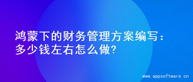 鸿蒙下的财务管理方案编写：多少钱左右怎么做?