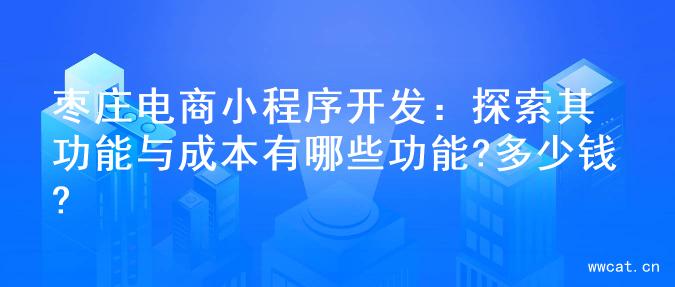 枣庄电商小程序开发：探索其功能与成本有哪些功能?多少钱?